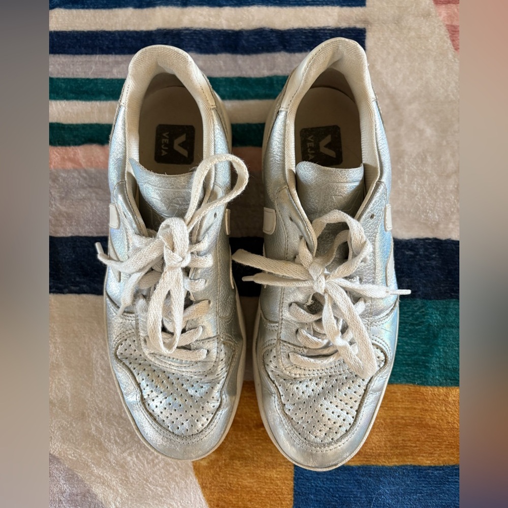 Veja Metallic Silver Sneakers